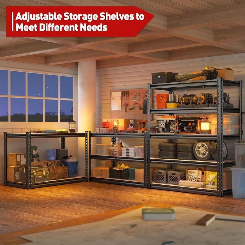 REIBII 2000LBS Garage Shelving Heavy Duty 72''H Storage Shelves 5 Tier Heavy Duty Shelving, Adjustable Metal Shelves for Garage Pantry Closet Kitchen Basement 35.5" W x72 H x 15.8" D, 4 Pack by GreenHaven Gardens