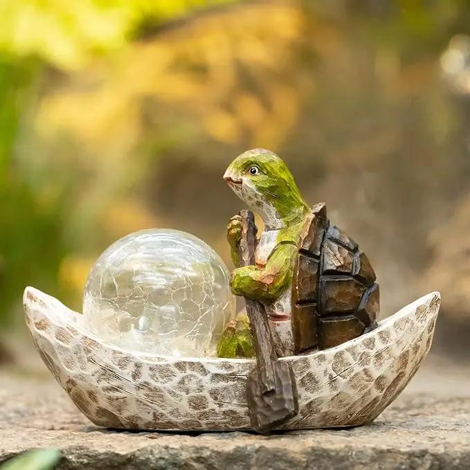 Garden Statue of Turtle,Garden Decor Turtle Figurine,Turtle Outdoor Statue,Solar Turtle Decor for Patio,Balcony,Yard,Lawn Ornament,Perfect Garden Gift by GreenHaven Gardens