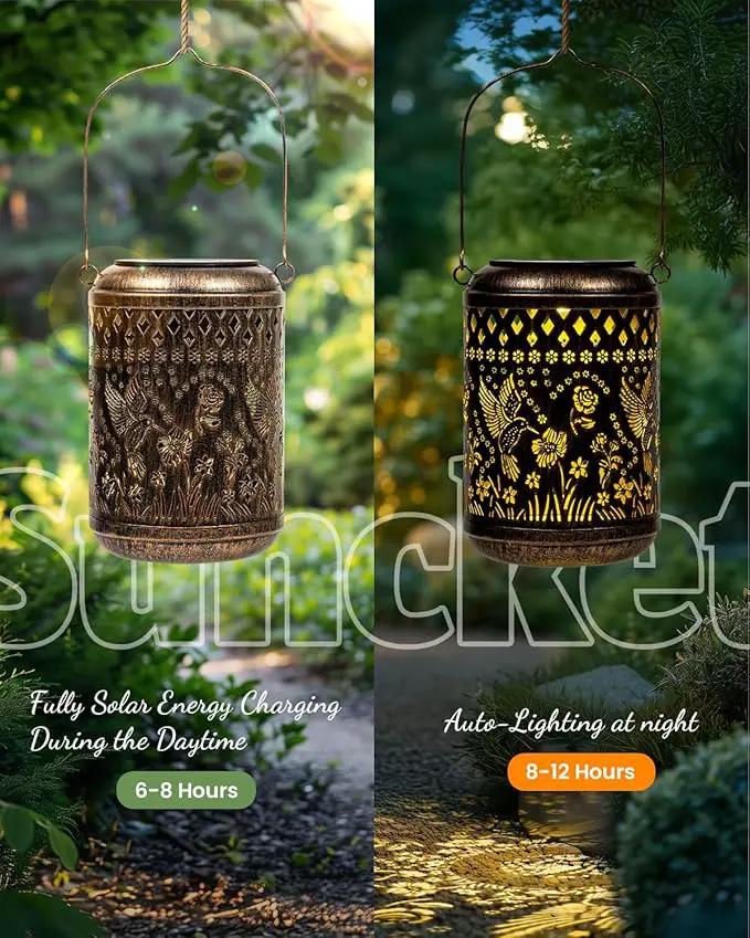 Solar Lanterns Outdoor Hanging Waterproof,Hummingbird Garden Decor Gifts for Women Mom, Solar Lights Metal Fall Decoration Outside for Yard, Patio,Garden,Backyard,Porch by GreenHaven Gardens