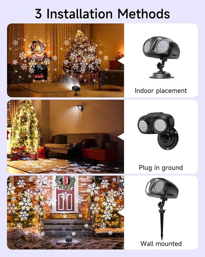 Double Head Christmas Snowflake Outdoor Projection Light,Waterproof Christmas Lights, 180°Rotation Christmas Lights Outdoor, Suitable for Indoor Holiday Christmas Garden Patio Decorations (L) by GreenHaven Gardens