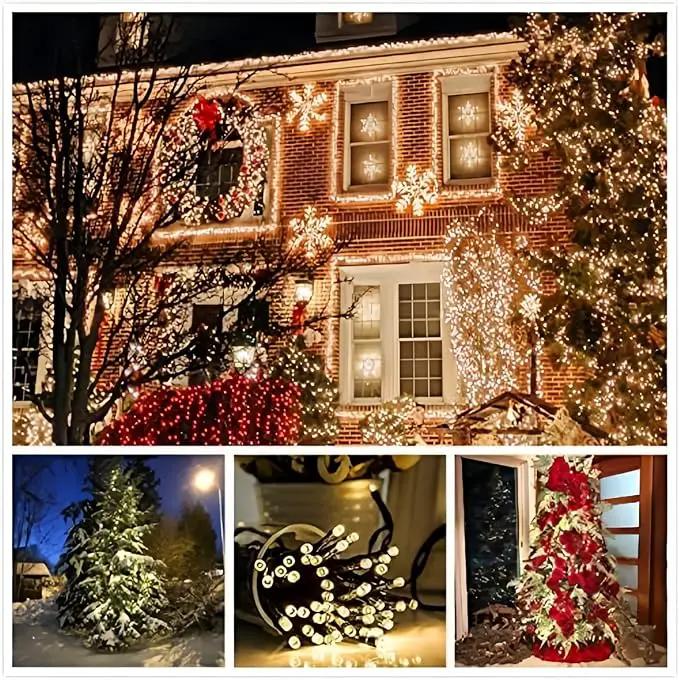 EEW 4-Pack Solar String Lights Outdoor, 400 LED 132FT Solar Christmas Lights with 8 Lighting Modes, Waterproof Green Wire Solar Tree Lights for OutsideXmas Wedding Party Garden Decoration (Warm White) by GreenHaven Gardens