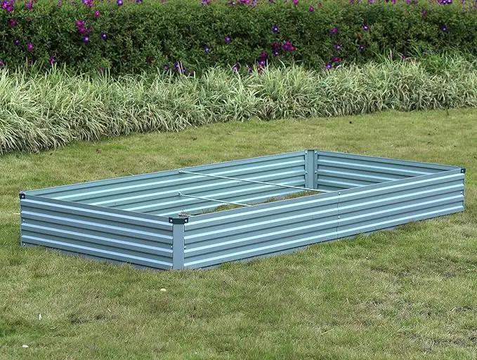 2 Pack 6x3x1FT Galvanized Raised Garden Beds Kit Outdoor Metal Gardening Planter Box for Vegetable Elevated Flower Herbs,Gray by GreenHaven Gardens
