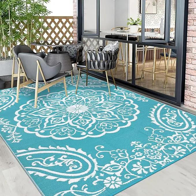 Pauwer Reversible Outdoor Rug, 6'x9', Waterproof Polypropylene Patio Mat, RV, Balcony, Deck, Beach, Picnic by GreenHaven Gardens