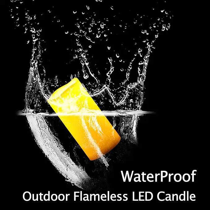 CANDLE CHOICE Waterproof Outdoor Battery Operated Flameless Candles with Timer Realistic Flickering Plastic Fake Electric LED Pillar Lights for Lantern Wedding Christmas Decorations 3x6 Inches 2 Pack by GreenHaven Gardens