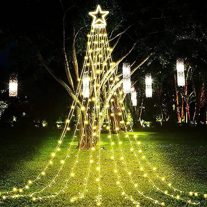 Christmas Decoration Lights, Outdoor Christmas String Lights 320 LED 11.5 Ft Waterfall Tree Lights with Big Star Topper 8 Light Modes for Christmas New Year Holiday Garden Yard Indoor Outdoor Decor by GreenHaven Gardens