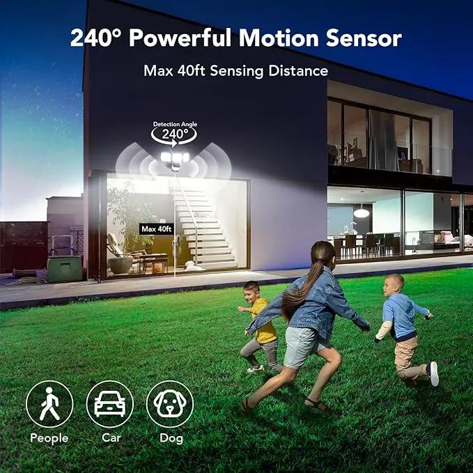 OREiN 2 Pack Motion Sensor Outdoor Lights, 3500LM/26W and 240° Big Motion Sensor, Dusk to Dawn Flood Lights Outdoor IP65 Waterproof 3 Modes LED Security Light for Front Door, Yard, Black (Hardwired) by GreenHaven Gardens