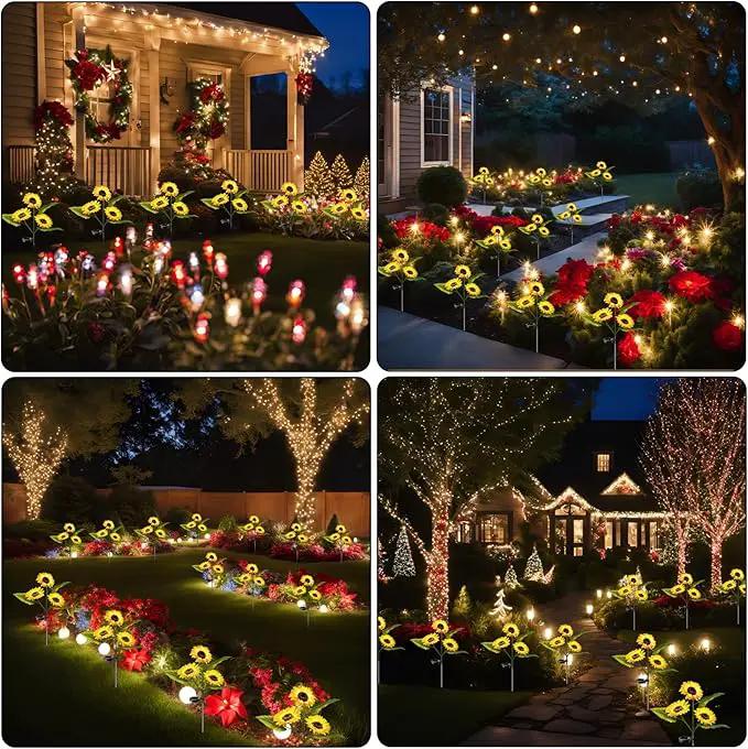 2-Pack Solar Powered Sunflower Garden Lights, LED Outdoor Decor Solar Light Flowers for Yard Patio Ground Lawn Landscape, Decorative Flower Bright Night Outside by GreenHaven Gardens