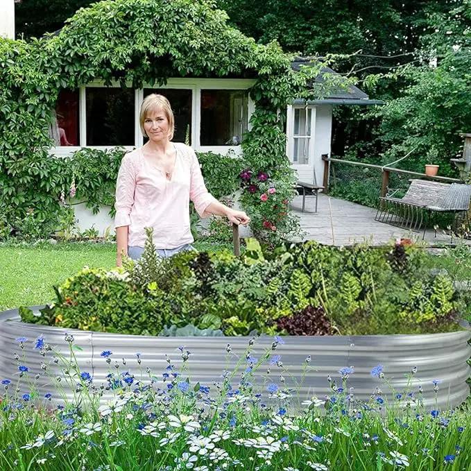 Land Guard 2Pcs Galvanized Raised Garden Bed Kit, Galvanized Planter Oval Large Metal Raised Garden Boxes Outdoor for Vegetables… by GreenHaven Gardens