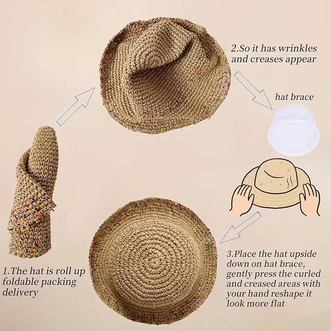 Floppy Big Beach Straw Hats for Women Foldable Summer Wide Brim Packable Sun Hat Womens Travel Straw Fedora Hat by GreenHaven Gardens
