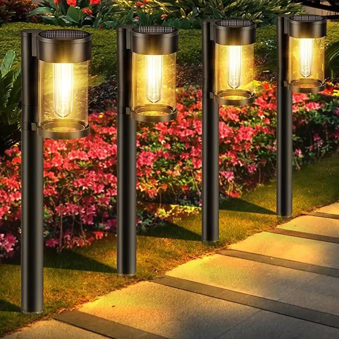 Solar Pathway Lights Outdoor, 10 Pack Metal & Glass Solar Lights Outdoor Waterproof Landscape Path Lights Solar Lights for Outside Yard Lawn Walkway Driveway Garden Decor by GreenHaven Gardens