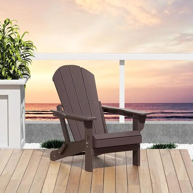 Westin Outdoors Laguna WO Home Outdoor Adirondack Folding Chair Lounger Seat Traditional Retro Home Furniture for Beach, Balcony, Backyard, Lawn, Patio, Pool, Deck, Garden (Dark Brown) by GreenHaven Gardens