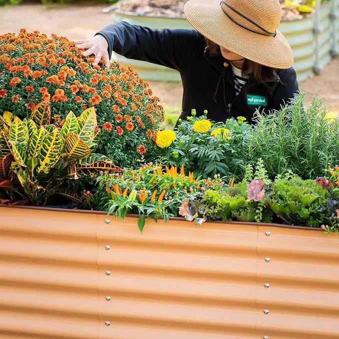 Vego garden Aluzinc Raised Garden Bed Kits, 17" Tall 6 in 1 Modular Metal Raised Planter Bed for Vegetables Flowers Patio Ground Planter Box, Terra Cotta by GreenHaven Gardens