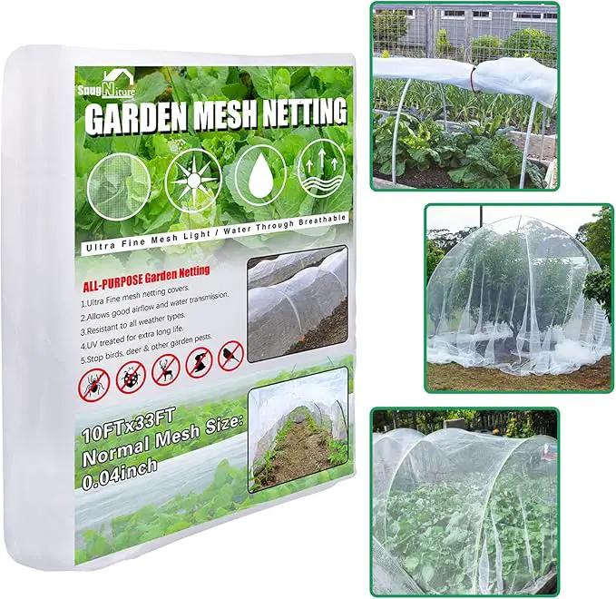 SnugNiture Garden Netting 10x33FT Ultra Fine Mesh Mosquito Netting Plant Covers, White Bird Netting Barrier Greenhouse Row Cover Protect Fruits Flower Vegetables from Birds Deer & Squirrels by GreenHaven Gardens