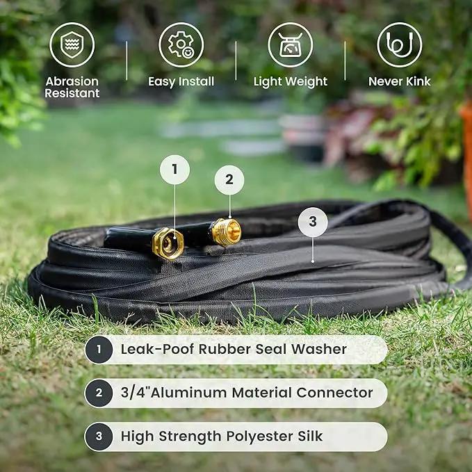 Giraffe Tools Garden Hose 25FT Lightweight Lay Flat Water Hose Kink Free Flexible Hose with 9 Spray Function Nozzle（Black） by GreenHaven Gardens