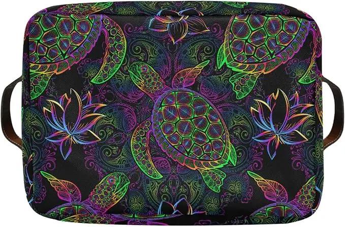 Rectangular Storage Basket Neon Animal Turtle Tortoise Organizer Bin Shelf Baskets For Clothes For Home Office Dorm by GreenHaven Gardens