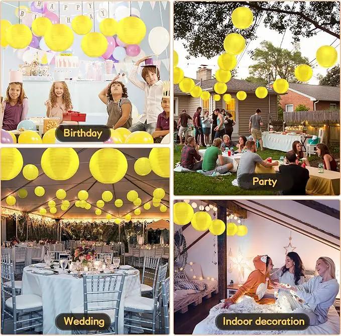 10 Pack Outdoor Silk Lanterns Decorative, 10inch Waterprooof Outside Indoor Chinese Hanging Round Lanterns for Weddings, Birthdays, Parties Decoration(Yellow) by GreenHaven Gardens