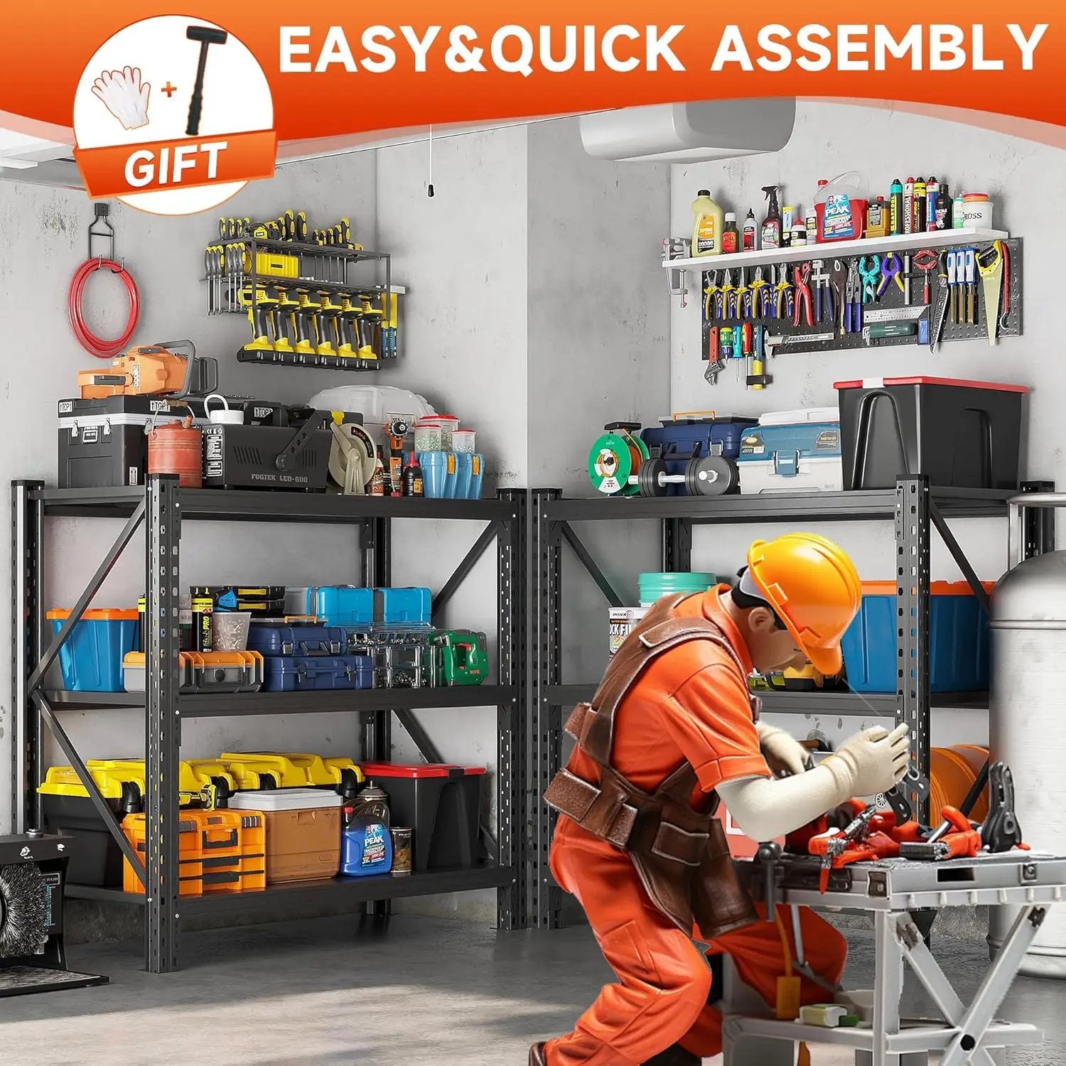 Heavy Duty Garage Shelving Unit - 4200 lbs Capacity, Industrial Metal Storage Rack, Adjustable Steel Rack for Garage, Warehouse, Basement, Pantry,51.2" W x 23.6" D x 47.2" H by GreenHaven Gardens