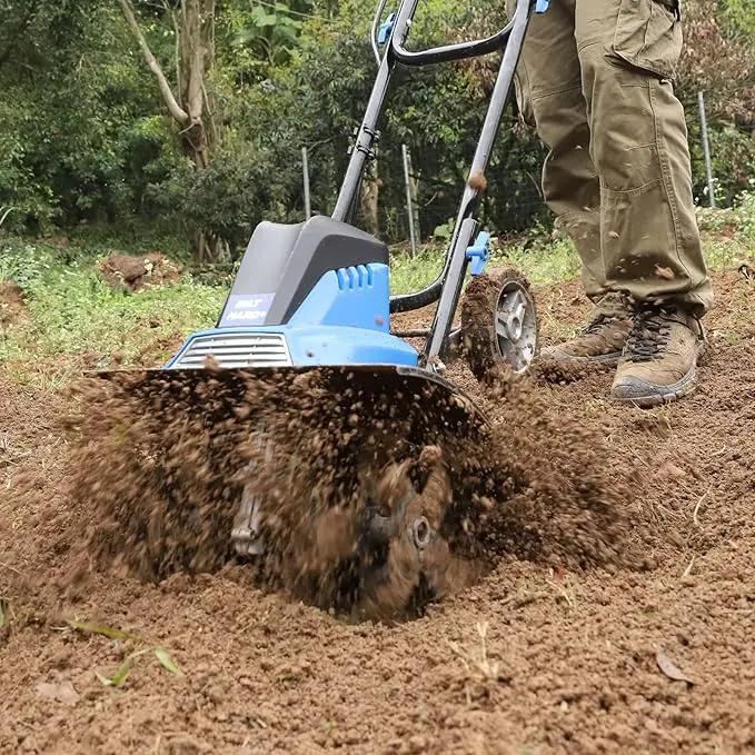 BILT HARD Tiller Cultivator 16 inch, 13.5 Amp 6 Steel Tines Tillers for Gardening Foldable, Electric Garden Rototiller with Adjustable Wheels by GreenHaven Gardens