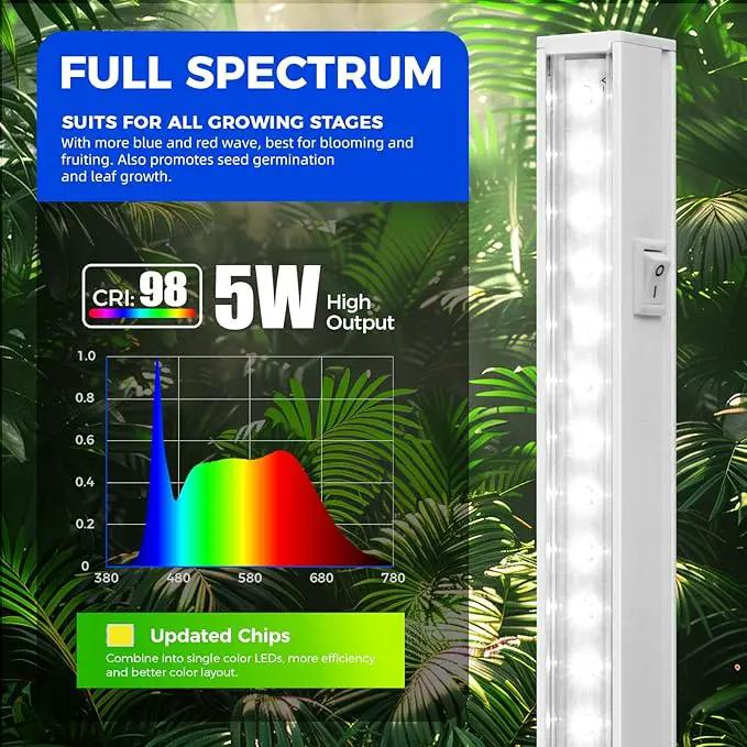 Barrina Grow Lights for Indoor Plants, 5000K White Full Spectrum Grow Light, 1ft Plant Growing Lamp, T5 Grow Light Strip, Plug and Play, 4-Pack by GreenHaven Gardens
