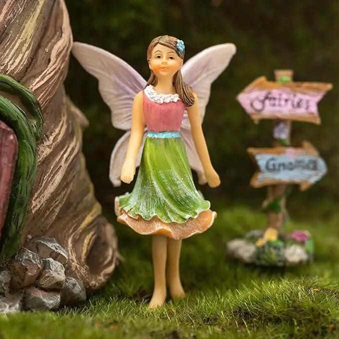 Fairy Garden Houses - Fairy House & Fairy Figures - Fairy Garden Ornaments & Fairies for Fairy Garden - Fairy Houses Kit - 4 Pieces by GreenHaven Gardens