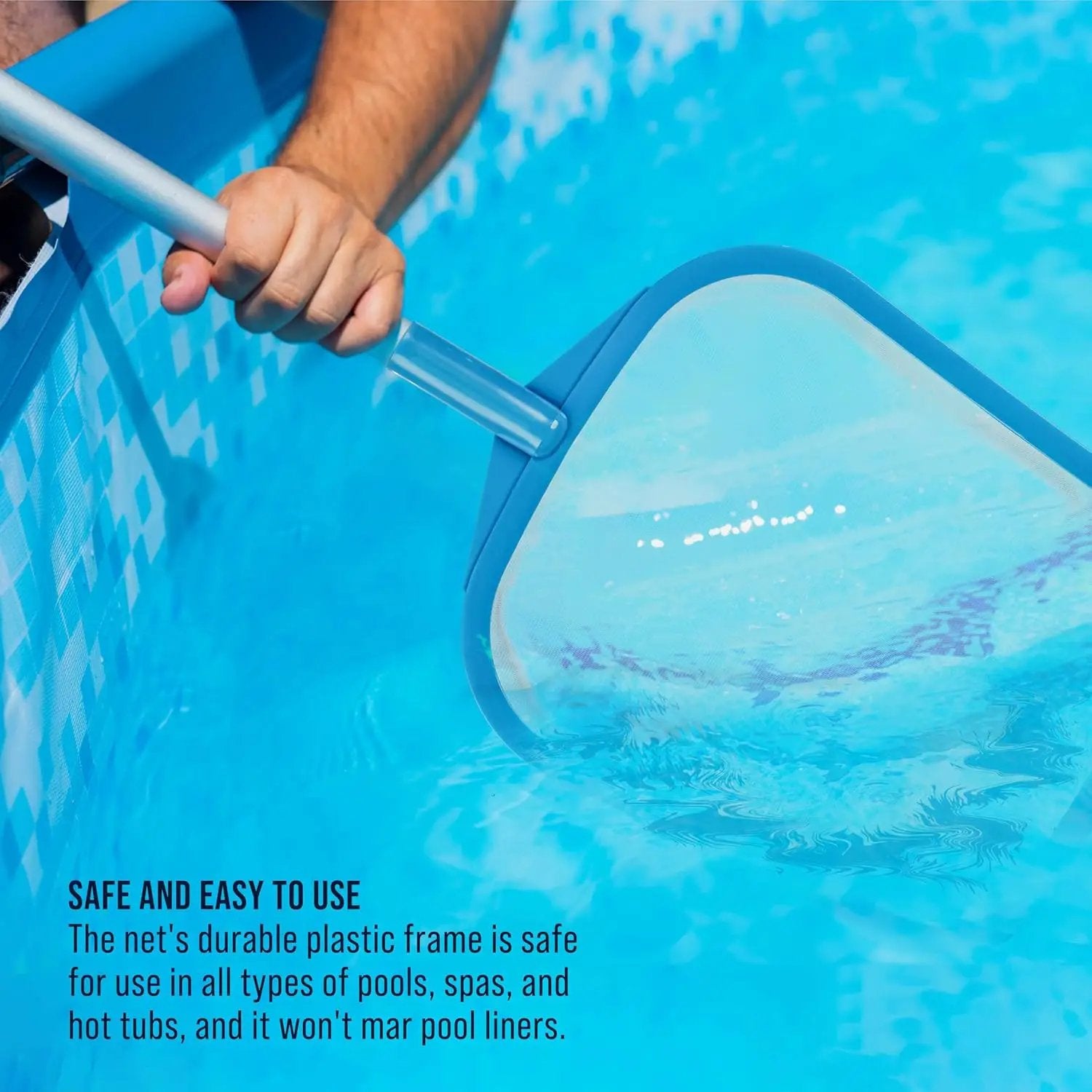 U.S. Pool Supply Pool Skimmer Net with Pole, Handheld Ultra Fine Mesh Pool Skimmer Net - Hand Held Spa, Hot Tub, Pond Cleaning - 17" Pole, Leaf Netting, Scoop Skim Leaves & Debris, Clean Water Surface by GreenHaven Gardens