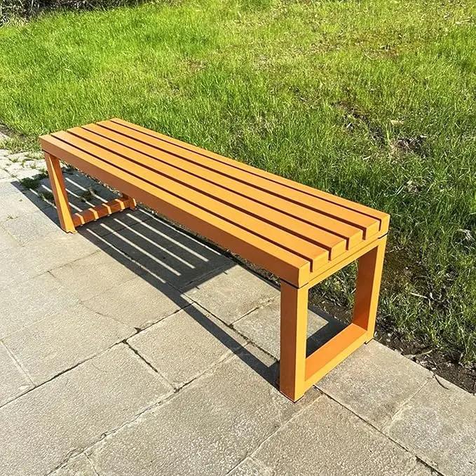 Weatherproof Metal Dining Bench, Outdoor Bench Backless Patio Bench 2-Person Farmhouse Bench Garden Bench for Kitchen, Living Room, Entryway(Orange,40in) by GreenHaven Gardens