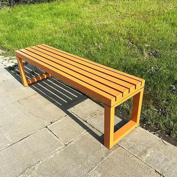 Weatherproof Metal Dining Bench, Outdoor Bench Backless Patio Bench 2-Person Farmhouse Bench Garden Bench for Kitchen, Living Room, Entryway(Orange,5.9ft)