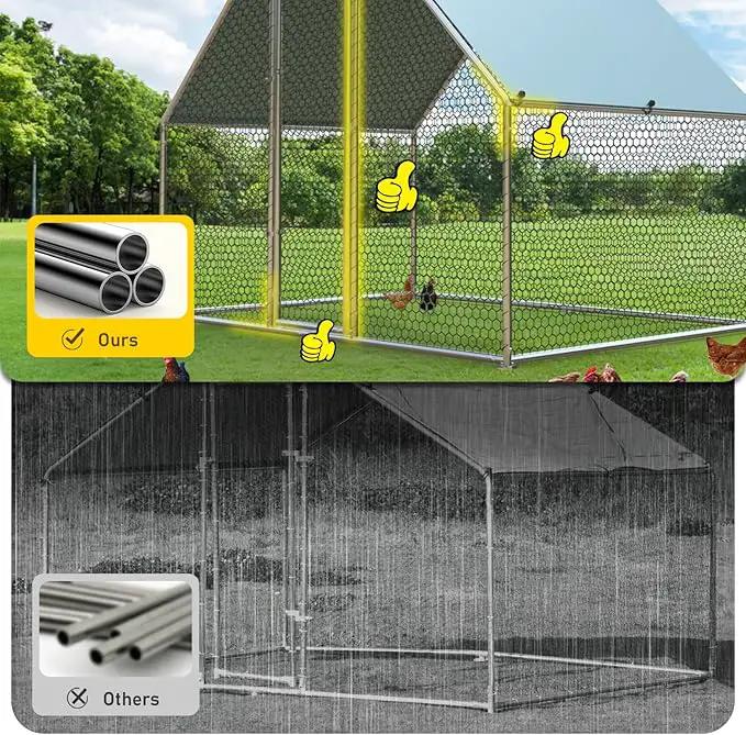 1.26’’ Large Metal Chicken Coop Walk in, Chicken Pen for Chickens, Outdoor Chicken Runs Coops Dog Kennel, Flat Roofed Chicken Runs for Yard with Anti-Ultraviolet Cover (9.2’L x6.2’W x6.4’H) by GreenHaven Gardens