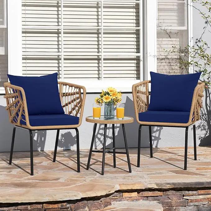 Outdoor Chair Cushions, Waterproof Outdoor Cushions for Patio Furniture w/Fade-Resistant, Removable & Machine-Washable Covers, 19x19 Inch, Ideal for Seat in Gardens/Porch – Set of 2, Navy Blue by GreenHaven Gardens