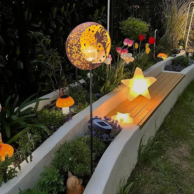 Tryme Solar Fairy Garden Lights - Moon Star Glass Globe Pathway Stake, Waterproof Outdoor Decorative Lights for Patio, Yard, Lawn by GreenHaven Gardens