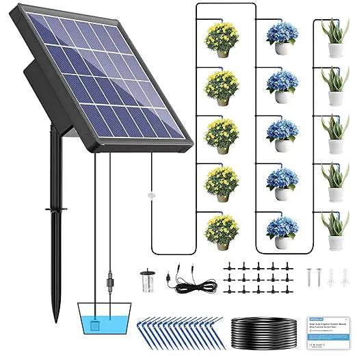 NFESOLAR Solar Drip Irrigation System Outdoor with 2200mAh Battery Backup, 6 Timing Modes, Supported 15 Pots Plants, Solar Watering System for Garden Green House by GreenHaven Gardens