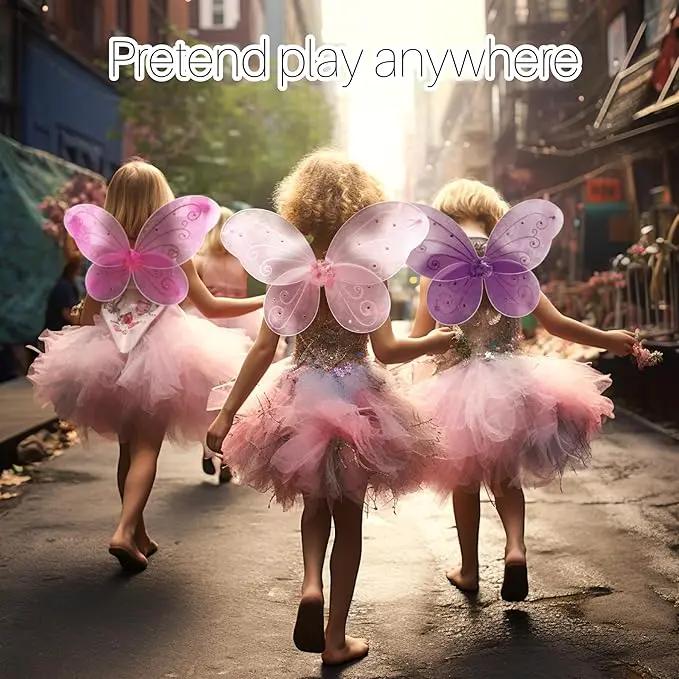 LOLASATURDAYS- Fairy Wings, Butterfly Wings, Fairy Wings Kids, Fairy Costume, Alas, Wings Costume, Tinkerbell Wings, Fairy Wings for Girls, Set of 6 (22" x 15") by GreenHaven Gardens