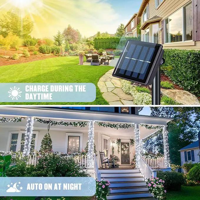 JMEXSUSS 2 Pack White Solar String Lights, Each 100 LED 33ft Green Wire Solar Lights Outdoor Waterproof for Outside Garden Wedding Party Decoration by GreenHaven Gardens