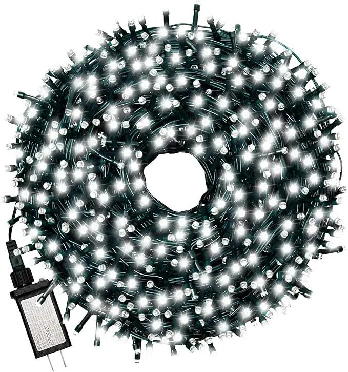 Christmas Tree Light 200 LEDs 73ft Green Cable Wire Fairy String Twinkle Lights Plug in 12 Modes for Xmas Party, Outdoor, Garden, Wedding, Home Decoration (White) by GreenHaven Gardens