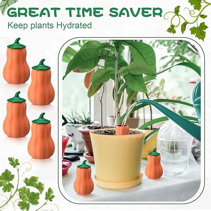 4 Pcs 24oz Terracotta Watering Spikes Self Watering Planter Insert Terracotta Stakes Olla Pot for Outdoor Indoor Garden Plants, Easy to Refill(Pumpkin) by GreenHaven Gardens