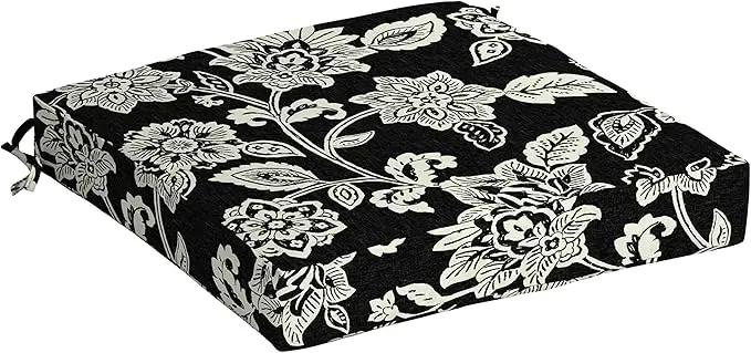 Arden Outdoor Seat Cushion, 19 x 19, Rain-Proof, Fade Resistant Ashland Black Jacobean by GreenHaven Gardens