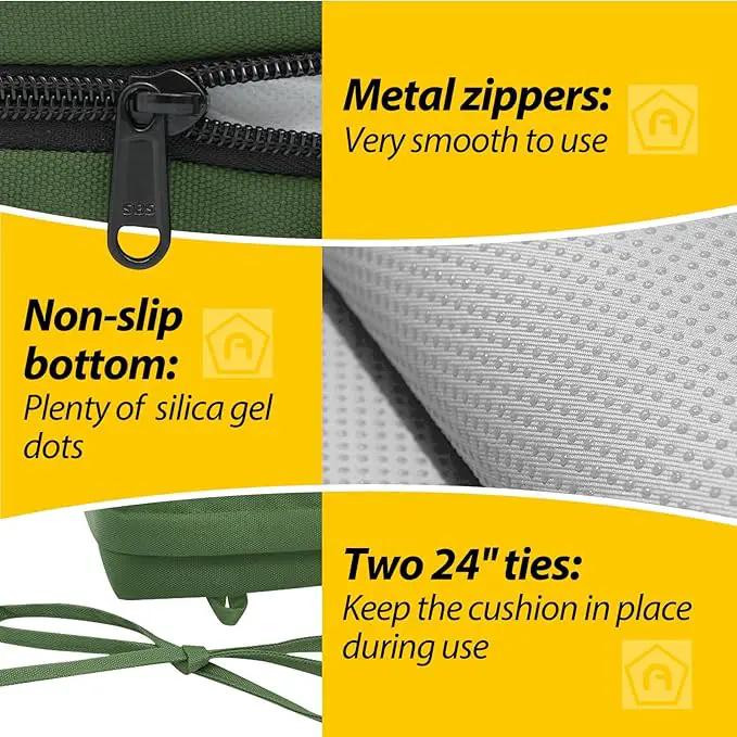 AAAAAcessories Outdoor Seat Cushions for Chairs, Waterproof, Fade-Resistant Patio Furniture Replacement Cushions, 18.5" x 16" x 3", Set of 2, Dark Moss by GreenHaven Gardens
