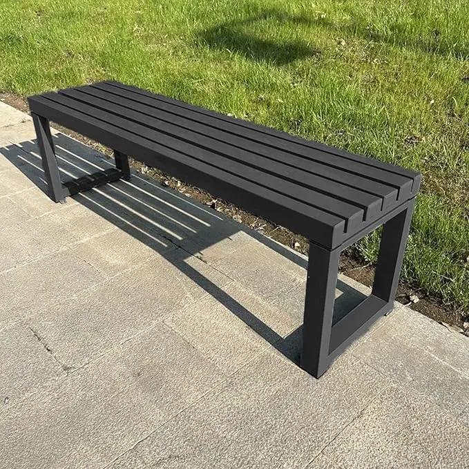 Weatherproof Metal Dining Bench, Outdoor Bench Backless Patio Bench 2-Person Farmhouse Bench Garden Bench for Kitchen, Living Room, Entryway(Black,59in) by GreenHaven Gardens