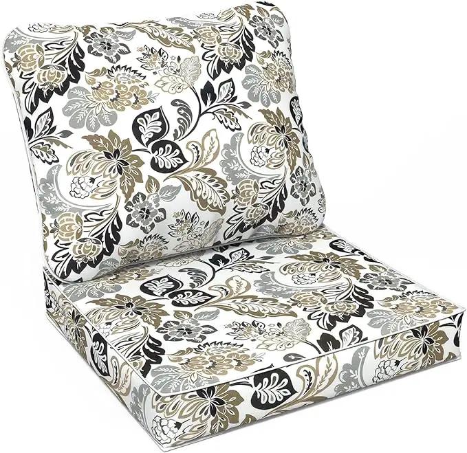 LVTXIII Outdoor Seat and Back Cushion Patio Deep Seat Cushion Set Seasonal Chair Cushion for Wicker Chairs and Garden Furniture Decoration, 22"x22"x4", Dailey Tan by GreenHaven Gardens