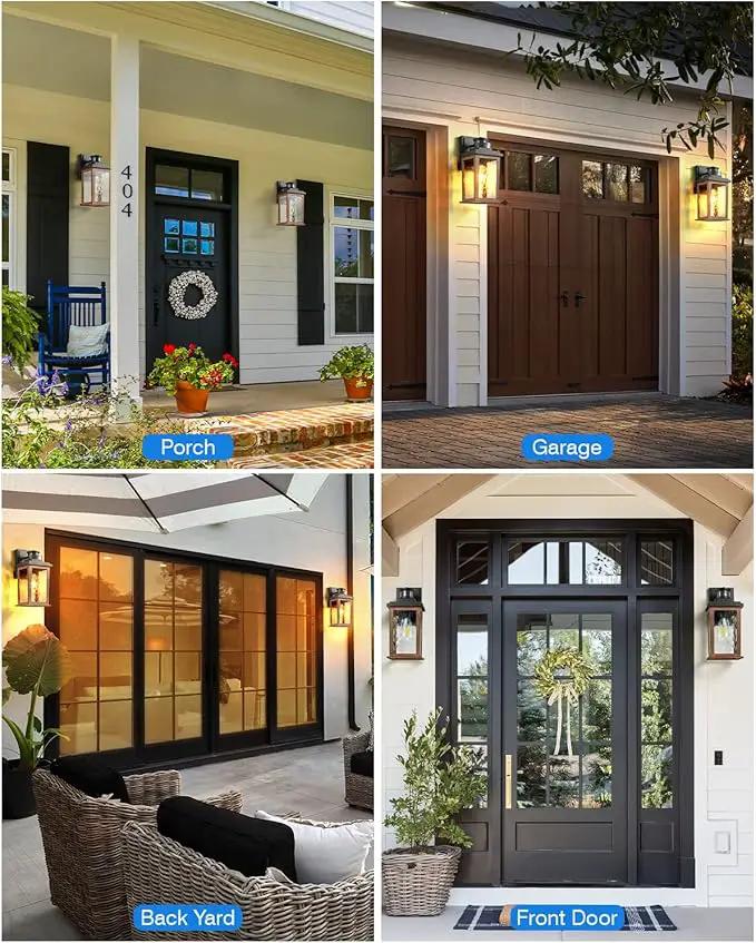 VIANIS Motion Sensor Outdoor Lights, Dusk to Dawn Outdoor Lighting for House, Wood Grain Garage Lights, Lantern Wall Mount, Waterproof Porch Sconce for Entryway, with Anti-Rust, Weather Resistant by GreenHaven Gardens