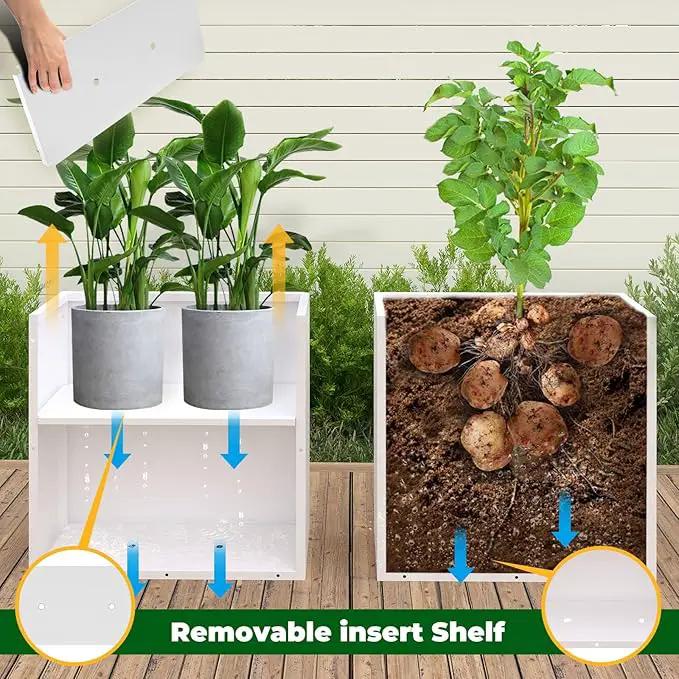 Galvanized Steel Metallic Heavy Planter for Outdoor Plants 24"x10"x24" Metal Planters Spliced Flower Planter with Partitions for Outside,Indoor,Garden (White, 24 * 10 * 24) by GreenHaven Gardens
