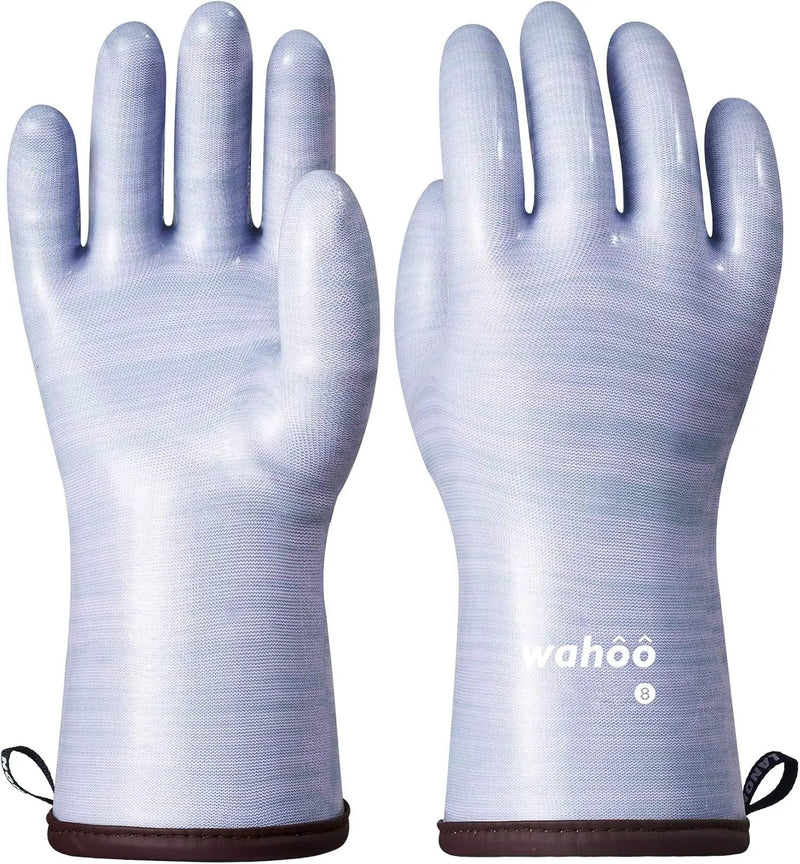 LANON Protection Wahoo Liquid Silicone Smoker Oven Gloves, Food-Contact Grade, Heat Resistant Gloves for Cooking, Grilling, Baking, Purple, M/8 by GreenHaven Gardens