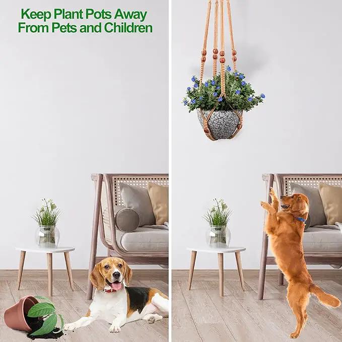 Macrame Plant Hanger for 5 to 10 Inch Plant Pots, Set of 2 Indoor Handmade 35 Inch Woven Rope Hanger Kits with Hooks and Wood Beads, Hanging Planter Basket Holder for Boho Home Decor (Brown, 2 Pack) by GreenHaven Gardens