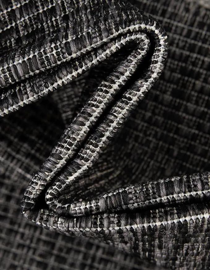 Unique Loom Outdoor Border Collection Area Rug - Soft Border (2' x 8' Runner, Black/ Ivory) by GreenHaven Gardens