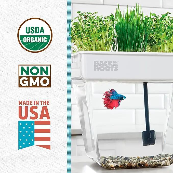 Back to the Roots Indoor Aquaponic Garden - 3 Gallon Self Watering, Mess-Free Planter and Self-Cleaning Fishtank for Herbs, Microgreens, Bamboo, Succulents, and Houseplants, support Fish by GreenHaven Gardens