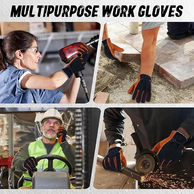 HLDD HANDLANDY Leather Work Gloves for Men & Women, Adjustable Wrist Cowhide Gardening Glove with Reinforced Palm for Driver by GreenHaven Gardens