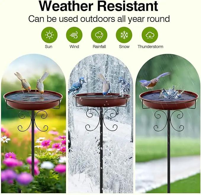 Daoeny Heavy Duty Bird Baths for Outdoors, 35In Outdoor Freestanding Birdbaths & Birdfeeder, Bird Bath Feeder Bowl with Metal Stake Garden Patio Yard Lawn Decor, Upgraded 5-Pronged Base (Brown) by GreenHaven Gardens