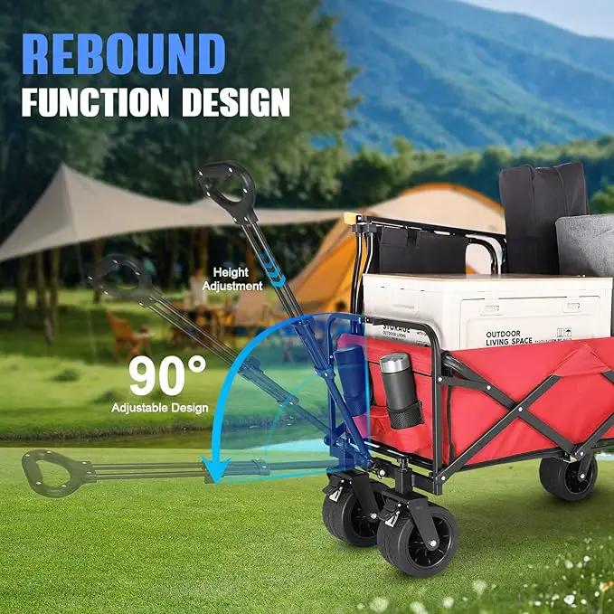 Beach Wagon with Big Wheels for Sand,Collapsible Folding All Terrain Utility Wagons Carts Foldable with Brakes for Sand Camping Sports Outdoor. by GreenHaven Gardens