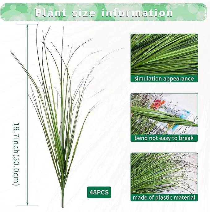 48Pcs Artificial Grass Plants Faux Shrubs Wheat Grass Fake Tall Grass Plants for Outdoor Decor Greenery Stems Weed for Room Indoor Home Decor（Green Red Tail by GreenHaven Gardens