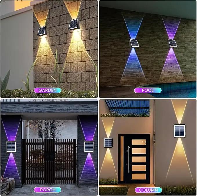 Solar Powered Outdoor LED Lights, Waterproof Wall Sconces, 2 LEDs Fence Lights, Up & Down Lighting for Backyard, Deck, Patio, Porch, Balcony, Garden (2 Pack) by GreenHaven Gardens